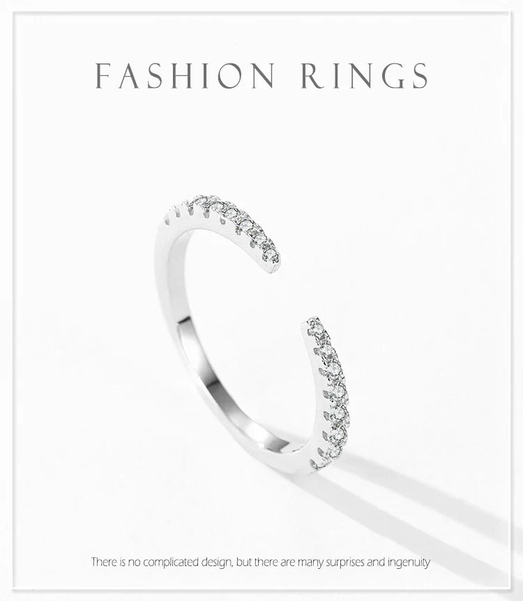 Ailmay 925 Sterling Silver Fashion Open Size Sparkling CZ Index Finger Ring For Women Classic Wedding Engagement Fine Jewelry