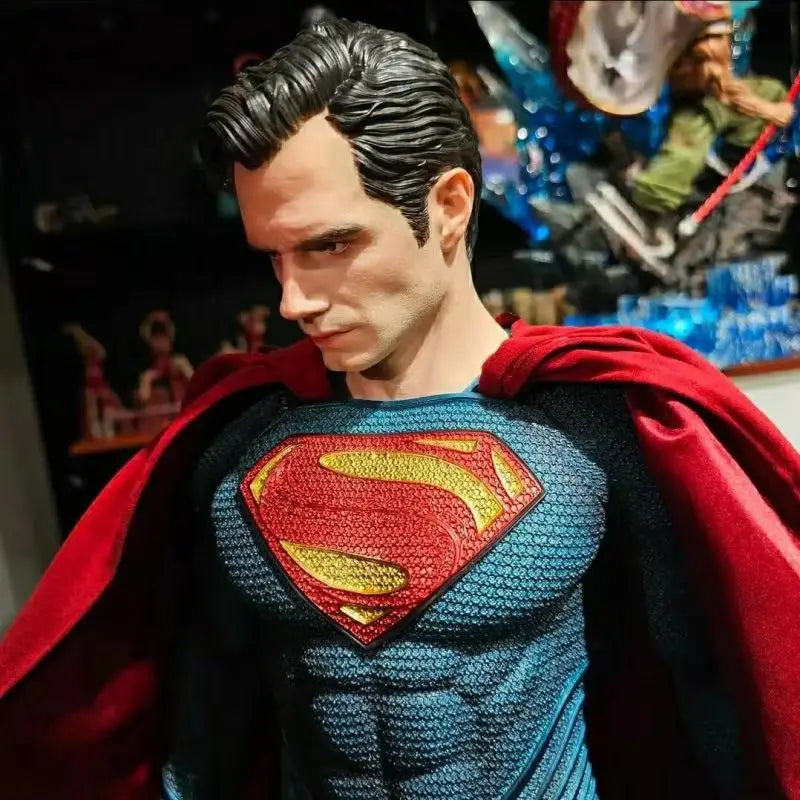 50cm Super Man Anime Figure Superm Dawn Of Justice Action Figure Pvc 2 Heads 2 Hands Statue Ornament Children Toys Gift
