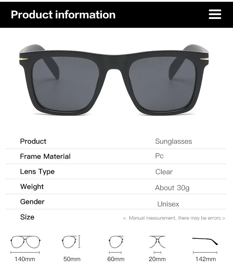 Vintage Square Sunglasses Men Anti-Blue Light Glasses Fashion Gradient Driving Shades Leopard Black Brand Oculos