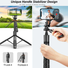 Selfie Stick Phone Tripod with Remote, 60" Extendable Tripod Stand for iPhone Android