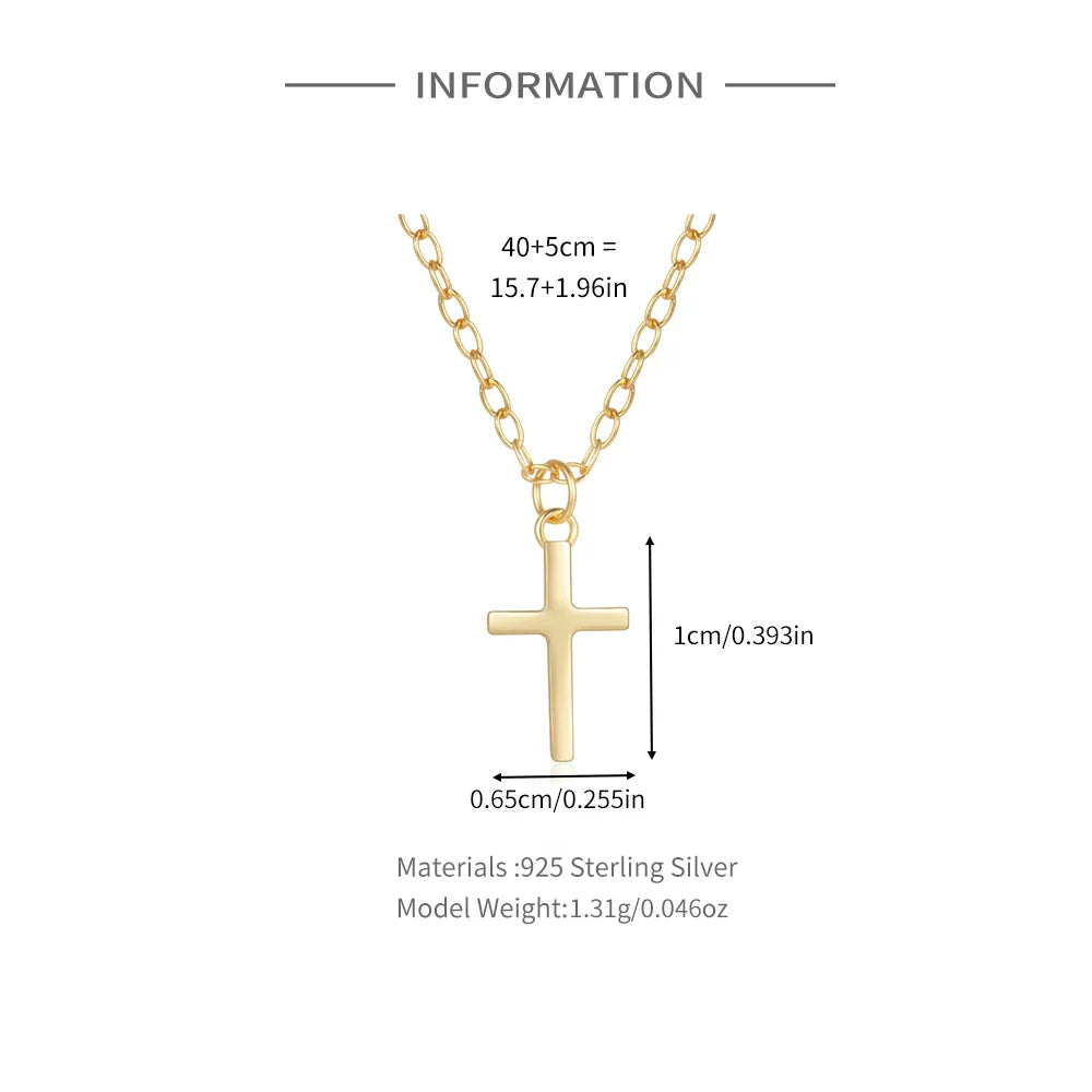 Aide 925 Sterling Silver Necklaces Charms for Women Crystal Cross Clavicle Collar Chain Simple Choker Necklace Accessories Gift