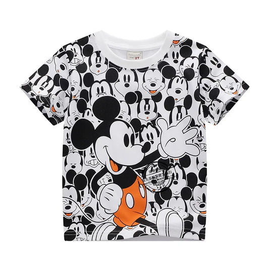 2025 New Summer Baby Boys Clothing Set Kids Cartoon Mickey Mouse T-shirt + Jeans Pants 2Pcs for Children Tracksuits Clothes