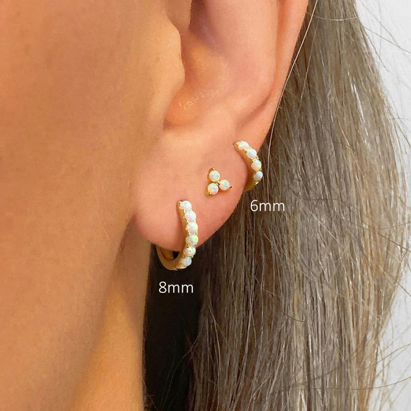 ROXI 6/8/10mm Size Opal Round Hoop Earrings For Women 925 Sterling Silver Circle Earrings Jewelry Bohemia Pendiente Plata 1piece
