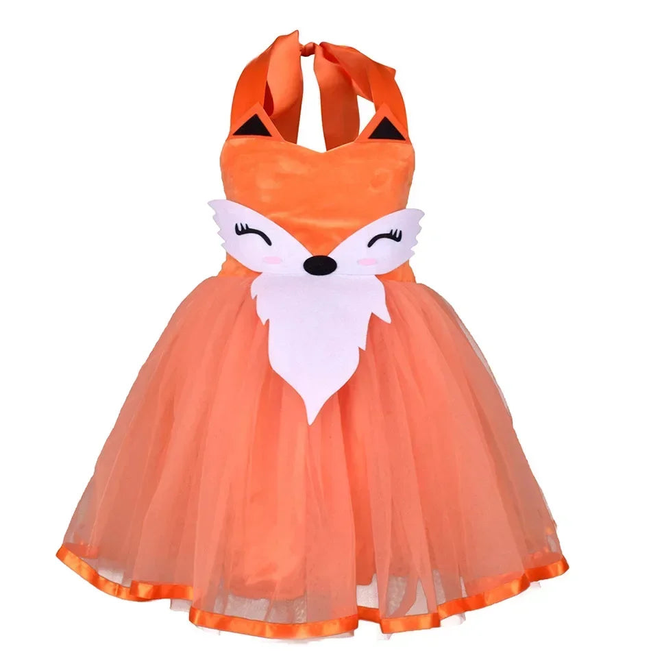 Kids Fox costume Girls Tutu Dress Headwear Tail Animal Girl Zoo Party Dresses Girls Halloween Performance Cosplay Costumes