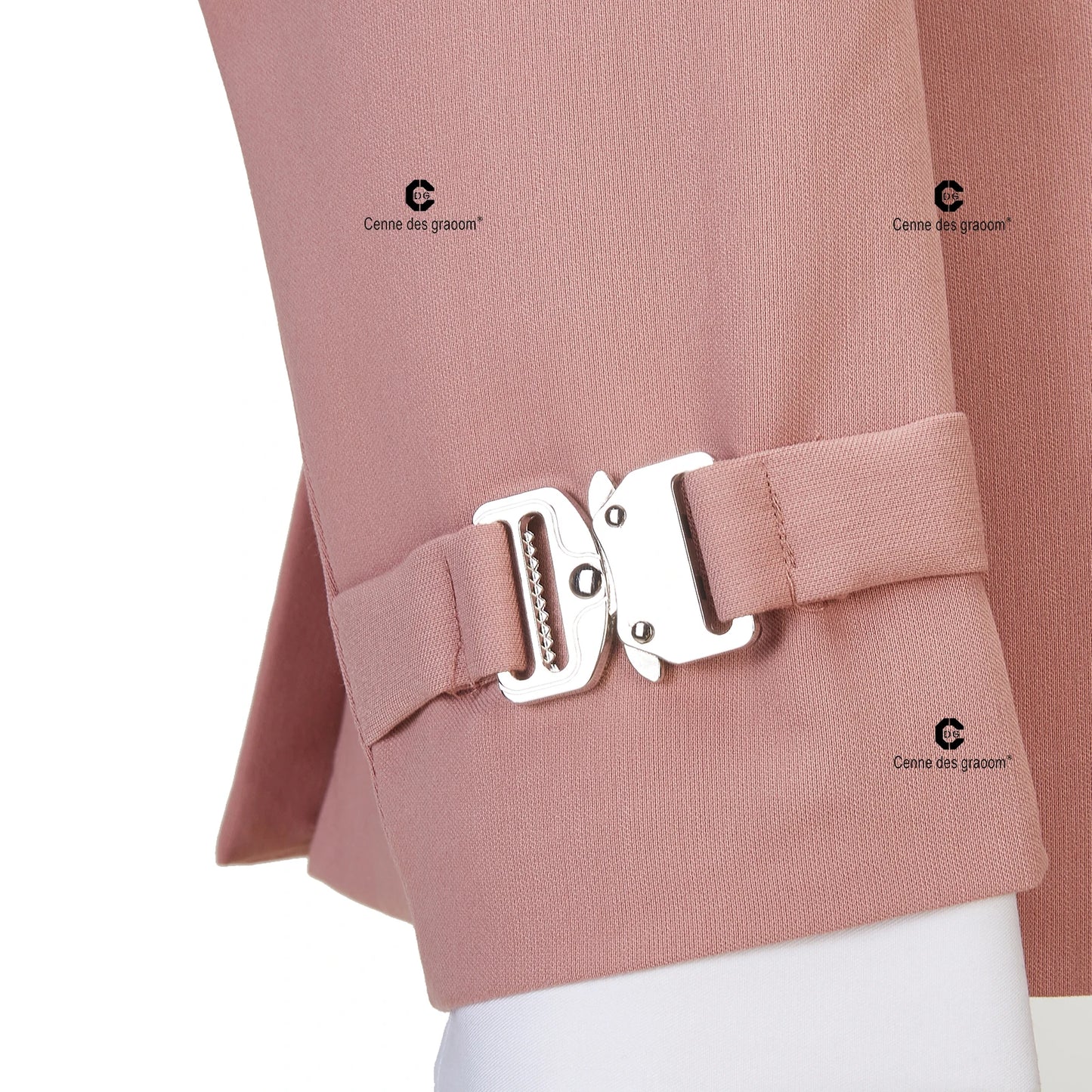 Tuxedo for Mens: Coat Design Dapper Metal Side Release Buckle Pink Men Suits 2 Pieces