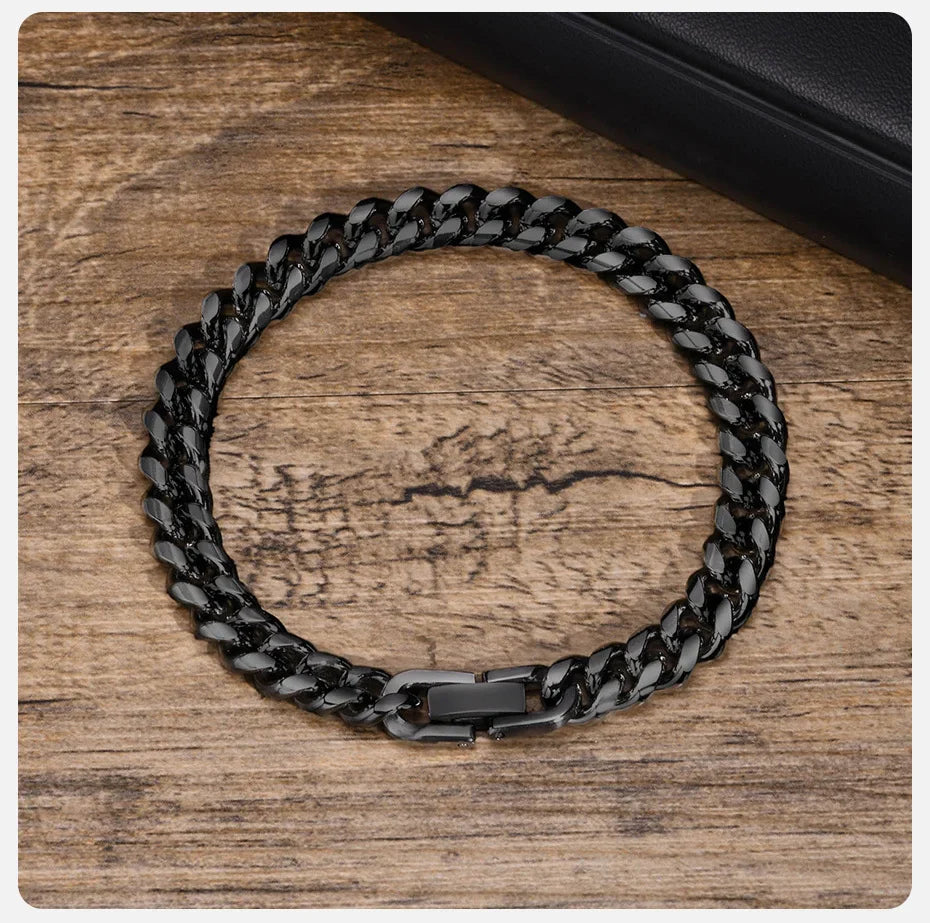 Vnox 18cm/20cm/22cm Stainless Steel Bold Cuban Bracelets for Men Women,6mm/8mm/10mm/12mm Width Miami Curb Links Wristband Gift