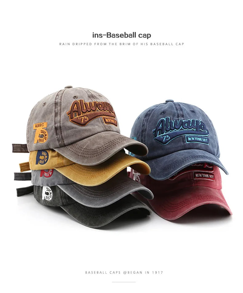 Women Men Baseball Cap Fashion Letter Embroidery Snapback Hat Vintage Washed