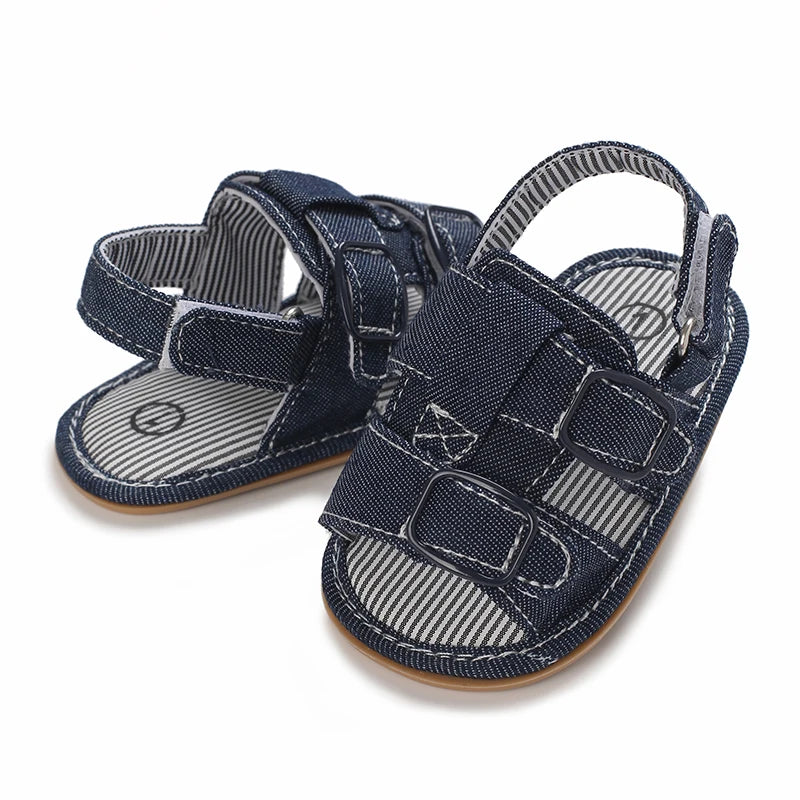 Baby Sandals Shoes Toddler Girl Boy Canvas Sandals Rubber Sole Non-Slip First Walker