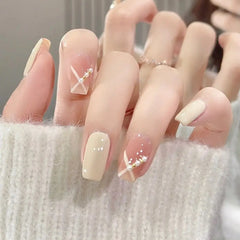 Wear Nail Finished Three-Dimensional Drill Blush Pearl Simple Versatile Milky White Removable False Nails