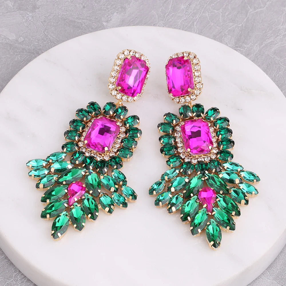 New Crystal Dangle Earrings For Women Rhinestone Earrings Weddings Ladies Party Fashion Jewelry Accessories Wholesale Gifts