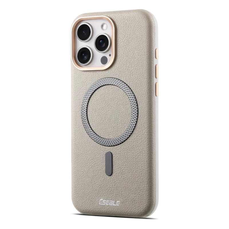 Solid Color Leather For Magsafe Magnetic Shockproof Phone Case For iPhone 17 Pro Max 15 13 14 16 Pro Max Bumper Cover