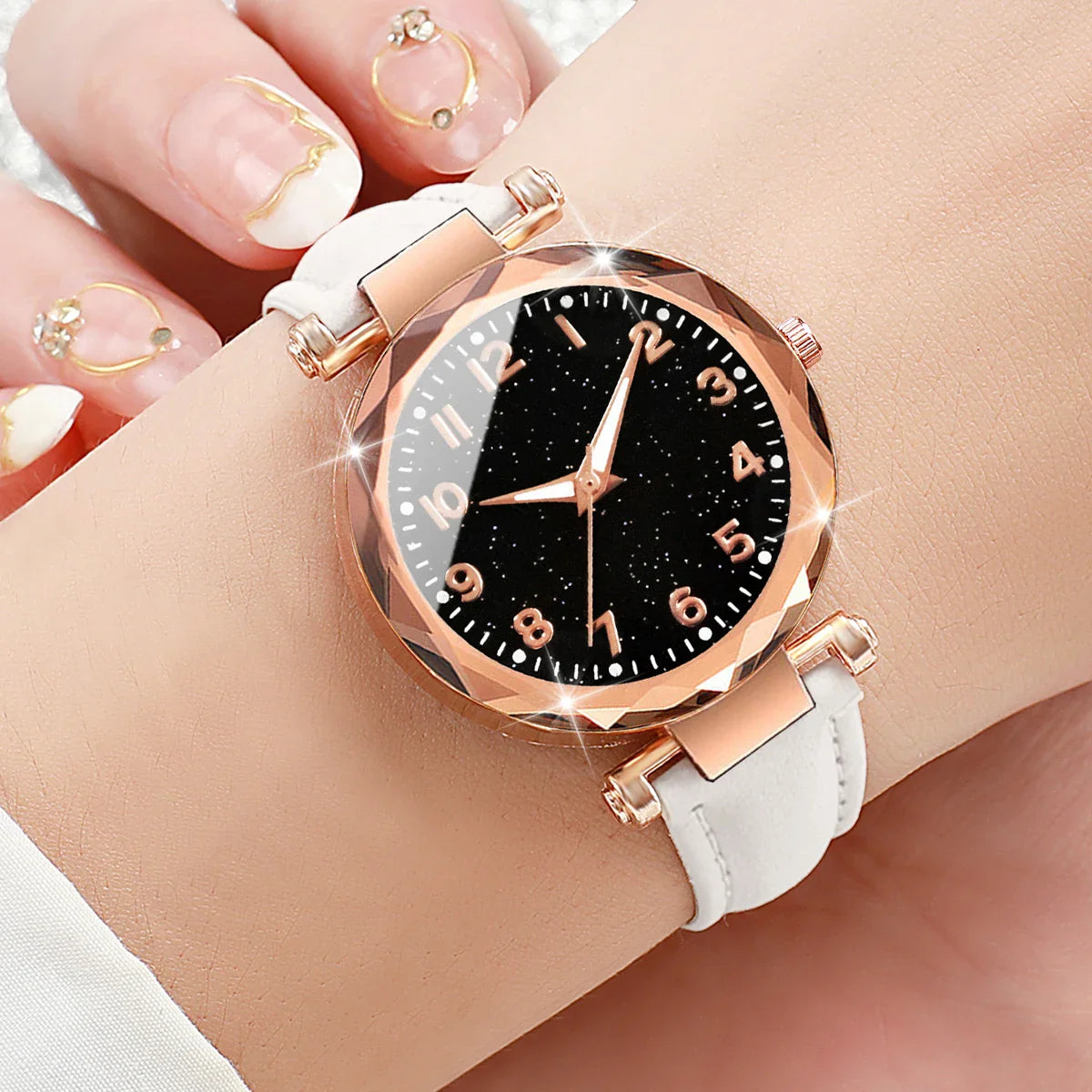 Fashion Arabic Dial Women Quartz Watch Casual Leather Strap Wristwatches for Ladies Clock Reloj Mujer（Without Box）