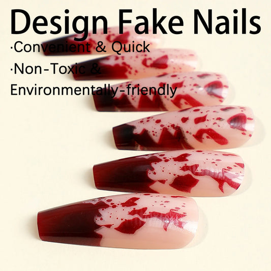 24pcs Halloween Blood Drops Gradient False Nails Press On Super Long Ballerina Nails