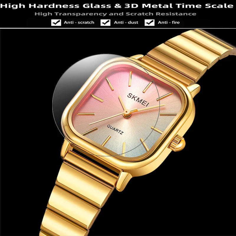 Skmei Women’s Bracelet Quartz Watches Luxury Stainless Steel Strap Waterproof Casual Analog Wristwatch Fashion Female Time