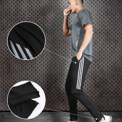 Mens Sports Soccer Football Training Pants With Zipper Pockets Running Jogging