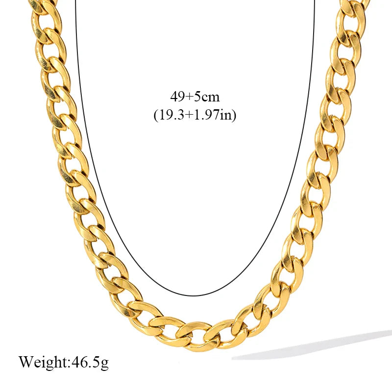 EILIECK 316L Stainless Steel Metal Chain Necklace For Women Fashion 18K Gold Plated Neck Chain Waterproof Jewelry Lady Gift