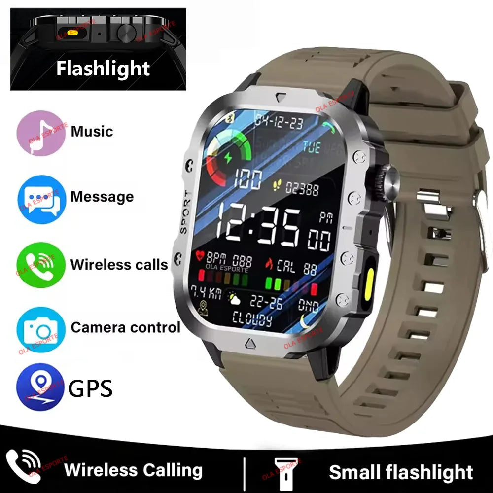 EGC+PPG GPS Sports Fitness Tracker Smartwatch Men 2.01Inch Touch Screen Health Monitoring Bluetooth Call Smart Watch For Android