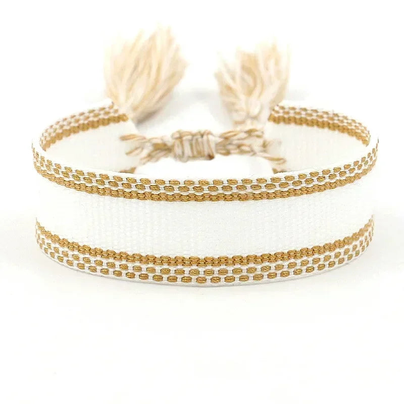 Ethnic Personality Braided Fabric Bracelet for Women Bohemian Adjustable Bracelet Handmade Wrist Bracelet Tassel Fashion Jewelry
