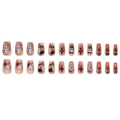 24pcs Halloween Red Decorated Long Reusable False Nails with Glue Artificial Fake Nails