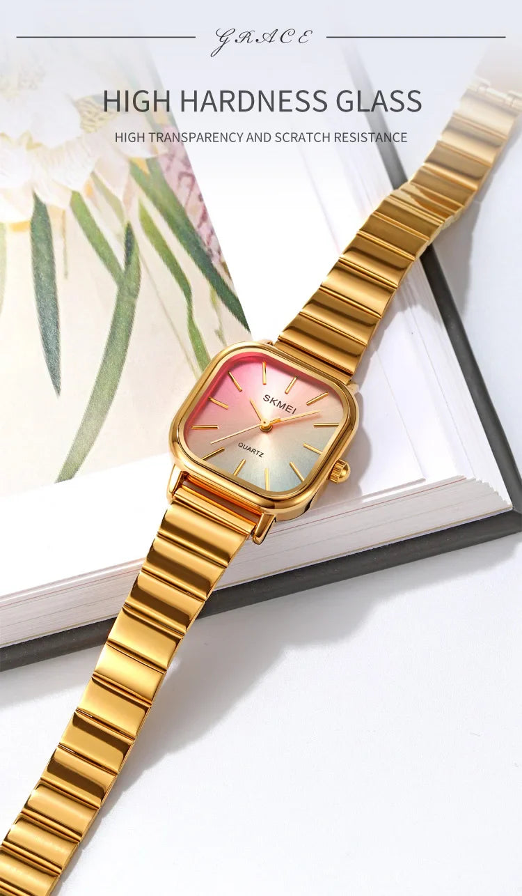 Skmei Women’s Bracelet Quartz Watches Luxury Stainless Steel Strap Waterproof Casual Analog Wristwatch Fashion Female Time