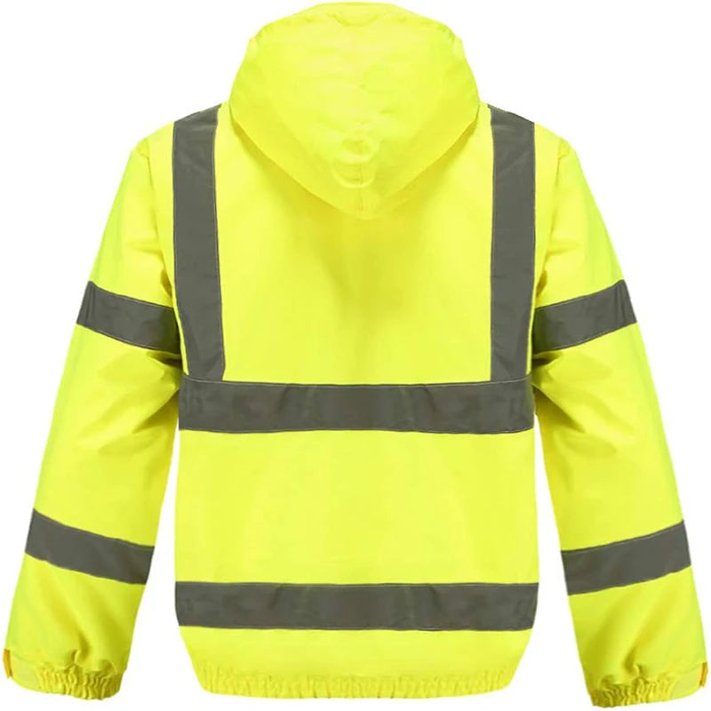 Men's High Visibility Waterproof Reflective Winter Warm Safety Jacket Rain Jacket