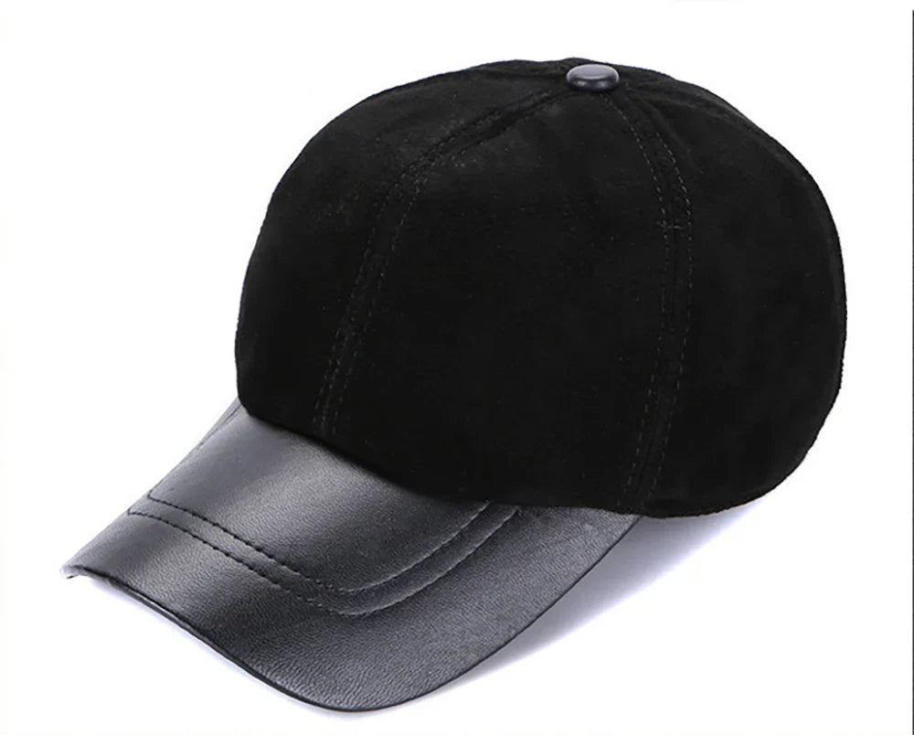New 2026 Street Hip Hop Hat Leather Hat Fashion Adult Leather Hat Men's Warm Leather Baseball Cap Male Men Outdoor Windproof Hat