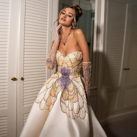 Homecoming Dresses: Butterfly Beige Evening Dresses for Women Wedding Gowns