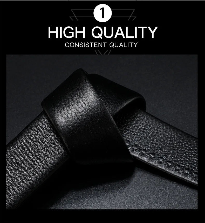 Business Men's Belt Metal Automatic Buckle Work Belt High Quality Men 120cm Leather Belt Business