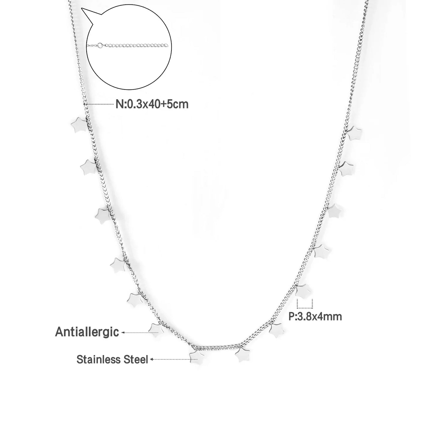 LUXUKISSKIDS Woman Collier бижутерия Golden Chains Necklaces Bohemia Star Heart Elegant Stainless Steel Jewelry Trendy