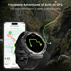 2025 NEW T-Rex 3 Ultra Men Outdoor Military GPS Smart Watch AMOLED HD Screen Compass 500MAH BT Call 5ATM Waterproof Smartwatch