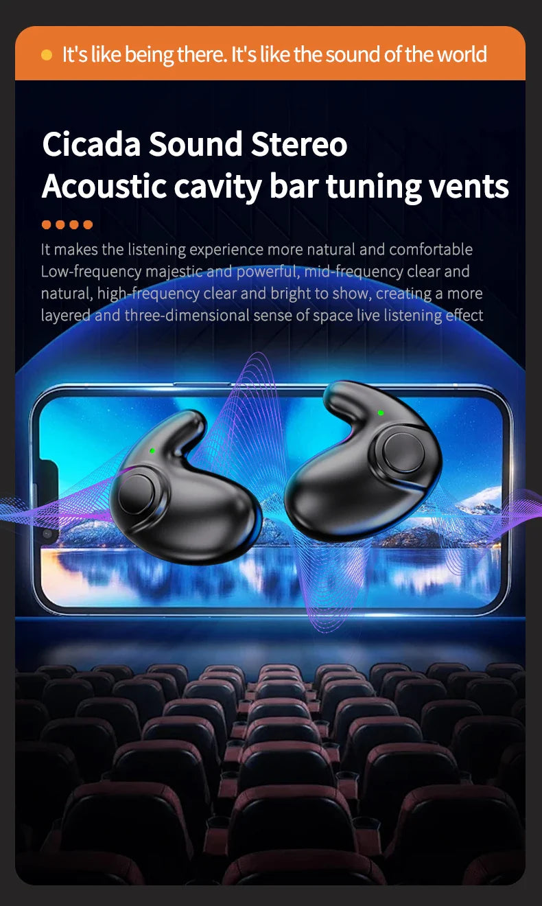 Wireless Sports Bluetooth Headphones Highend Tws Dual Ear Sleep In Ear Md538 Mini Painless Call Noise Cancelling Thin Headphones