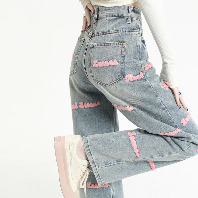 High Waisted Straight Jeans For Y2k Women Streetwear Summer Korean  Trousers