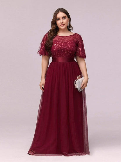 5XL 6XL Women Plus Size Elegant Evening Party Long Dresses 2023 New Summer Luxury Mesh Sequin Embroidery Formal Wedding Clothing