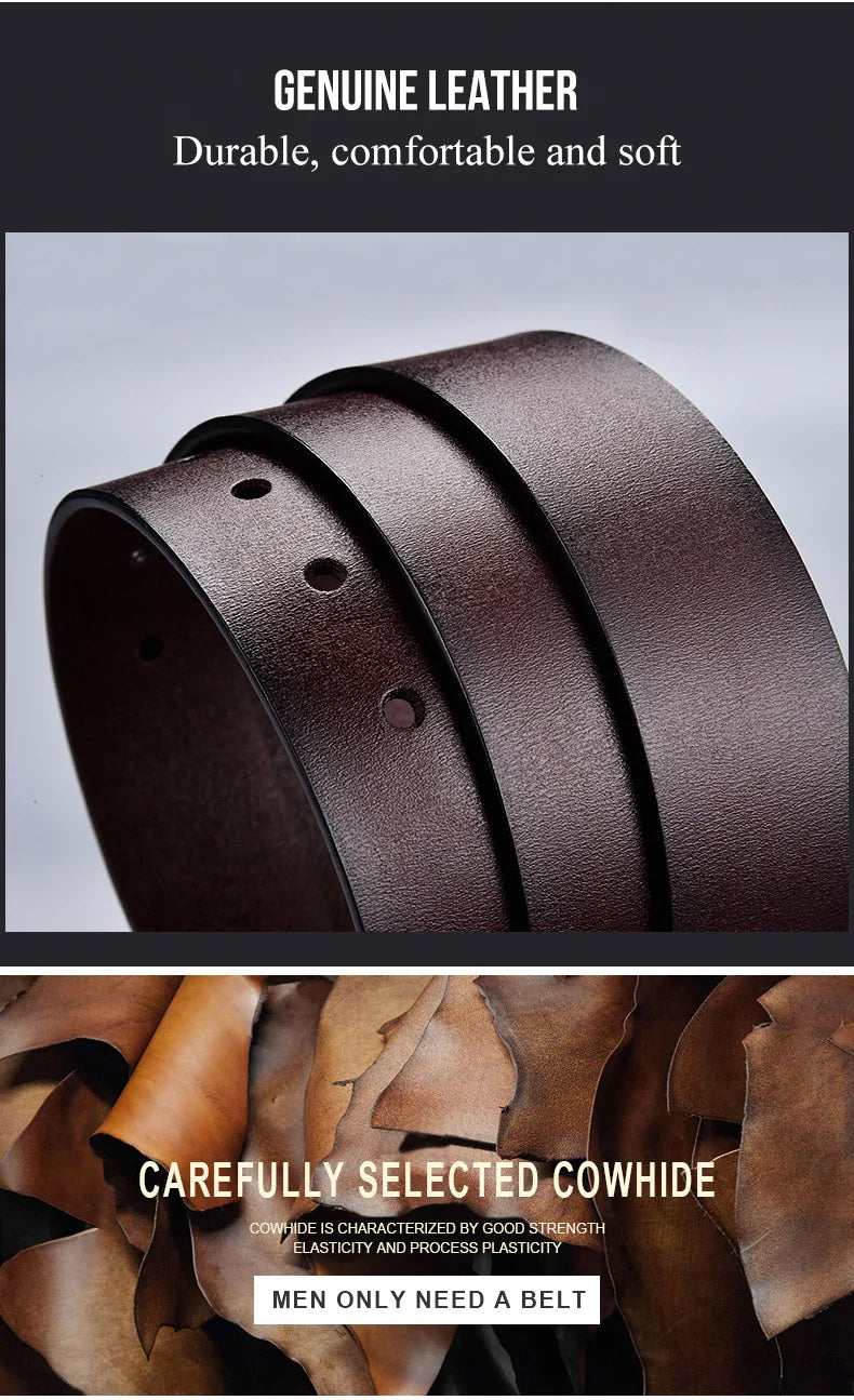 Men's High-quality Buckle Jeans Cowhide Casual Belt, Business Denim Belt, Men's Fashion Designer 2025 New Style