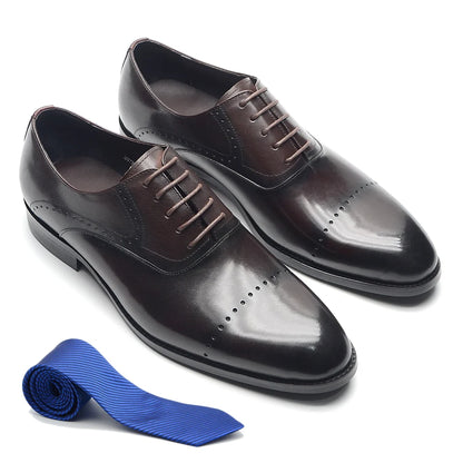 Black Blue Brown Green Men's Formal Social Shoes Genuine Leather Round Cap Toe Oxfords Original Business Wedding Men Dress Shoes