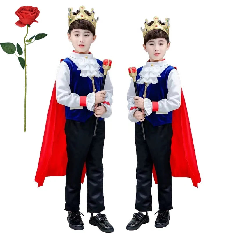 Halloween Carnival Kids Cosplay King Costume Fairy Prince Children Stage Performance Masquerade Festival Boys Clothing Set