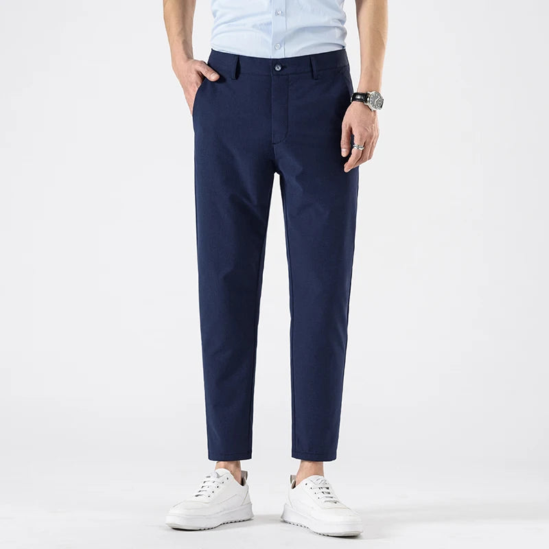 Summer Business Men's Suit Pants Thin Slim Fashion Casual Formal 9-Point