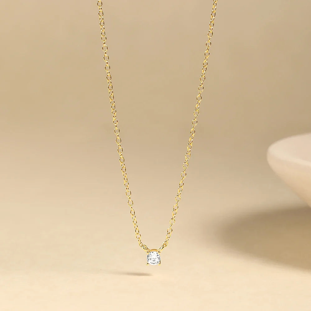 Aide 925 Sterling Silver Necklaces Charms for Women Crystal Cross Clavicle Collar Chain Simple Choker Necklace Accessories Gift
