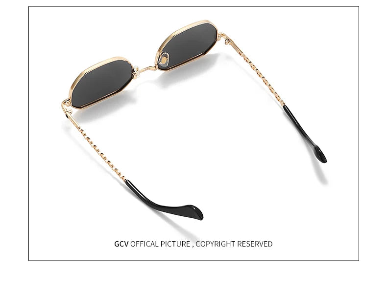 GCV brand classic retro women's rectangular square metal frame glasses, sunglasses, Polarizer lenses，Box Oculos De Sol Gafas