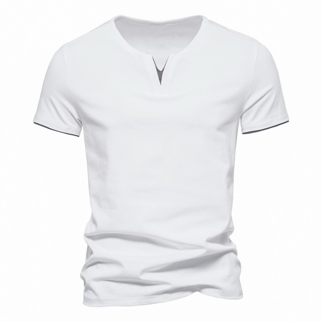 Mens Short Sleeve Henley Shirts Casual Cotton Slim Fit Basic Summer V Neck T-Shirt