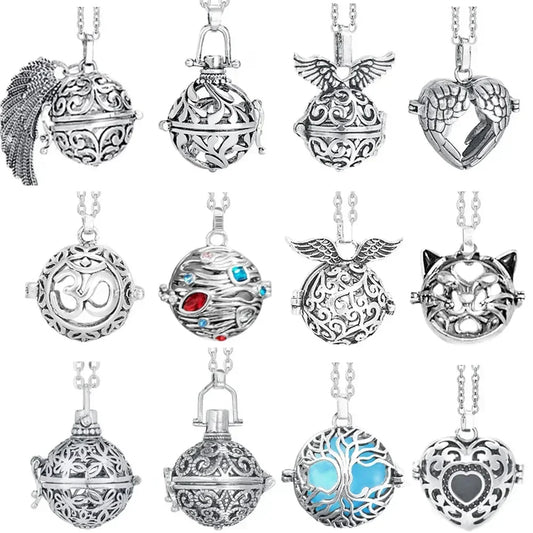 Music Chime Mexico Angel Ball Caller Locket Necklace Antique Vintage Pregnancy Essential Oil Diffuser Aromatherapy Necklace