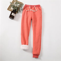 Lucyever Winter Thicken Plush Sweatpants Women Elastic Waist Warm Harem