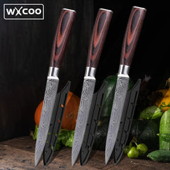 Kitchen Utility Knife Stainless Steel Meat Fruit Vegetables Steak Knife Damascus Laser