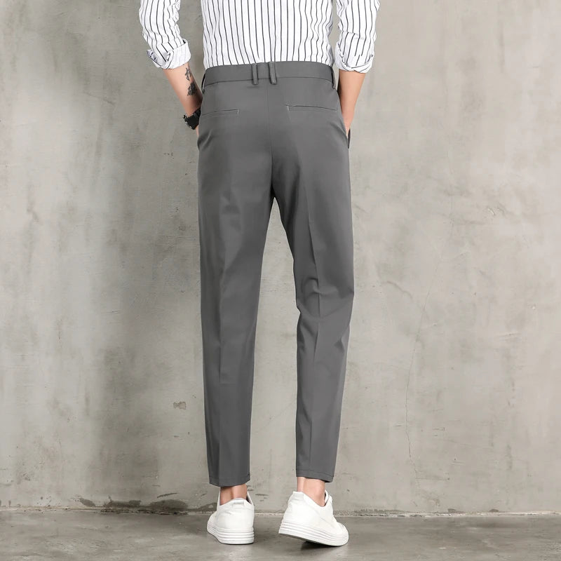 Spring Thin Suit Pants Men's Slim Fit Business Casual Pants Drape Stretch Men's