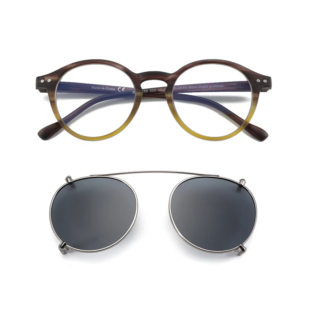 Steampunk Style Glasses (Anti Blue Light Blocking Eyewear) + Clip Lenses