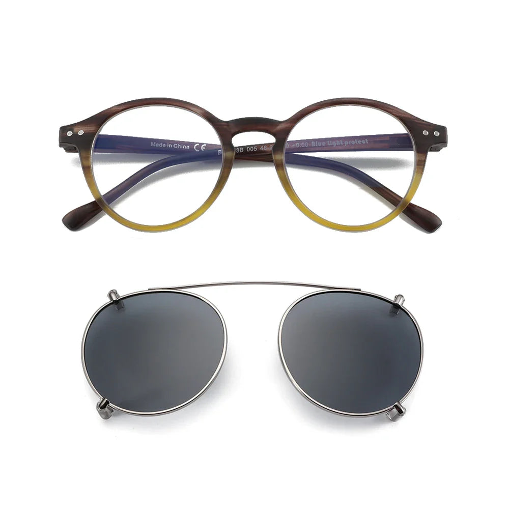 ZENOTTIC Steampunk Style Glasses (Anti Blue Light Blocking Eyewear) + Clip Lenses（Polarized Sunglasses Clips）for Women Men
