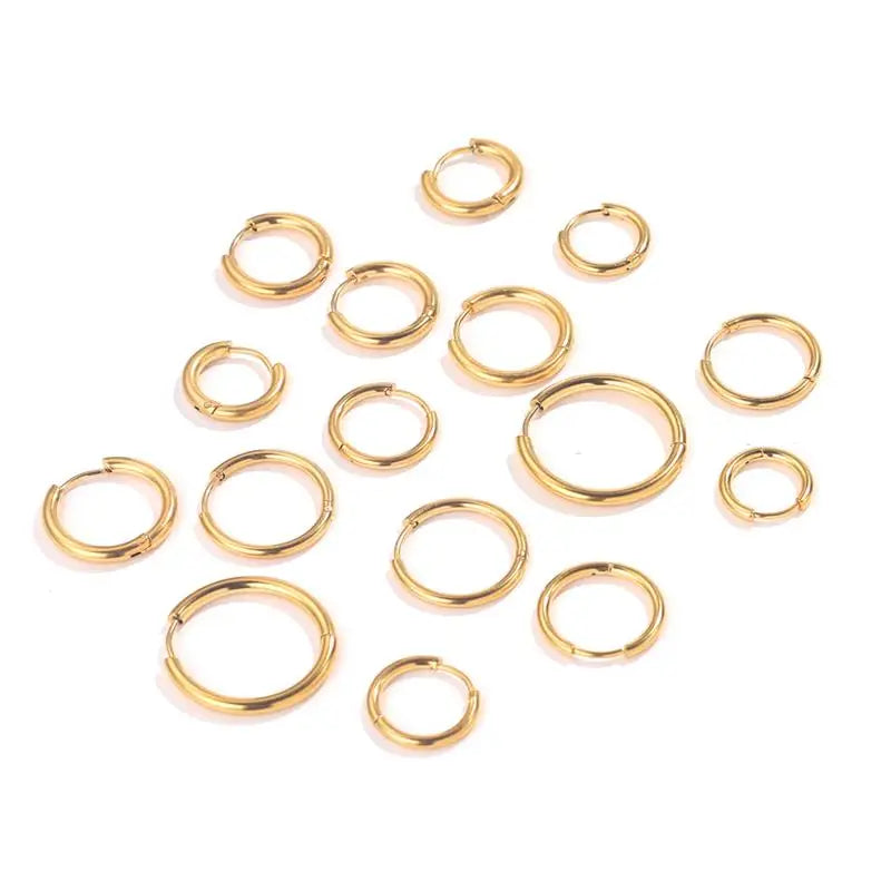 10pcs Stainless Steel Small Hoops Earring Piercing Ear Cartilage 8-20mm Women Men Stainles Steel Round Circle Pendientes