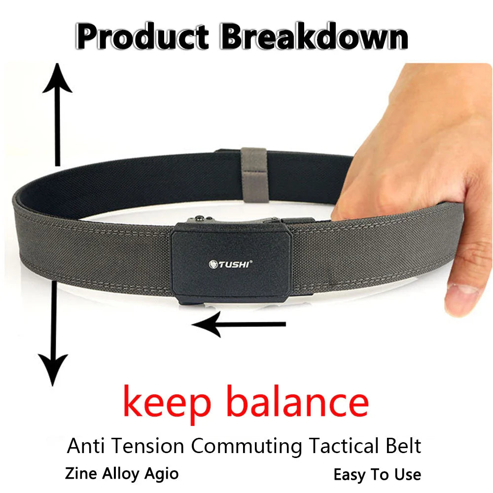 TUSHI Automatic Buckle Comfortable Nylon Military Gun Belt Outdoor Hunting Multifunctional IPSC Tactical Canvas Belt Men Belt