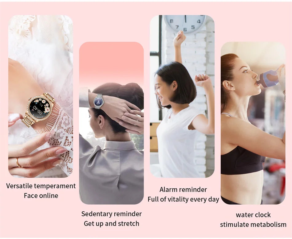 2024New Fashion Women Smart Watch 360*360 HD Screen Sports Bracelet Custom Dial Heart Rate Voice Call Smartwatch For Android IOS