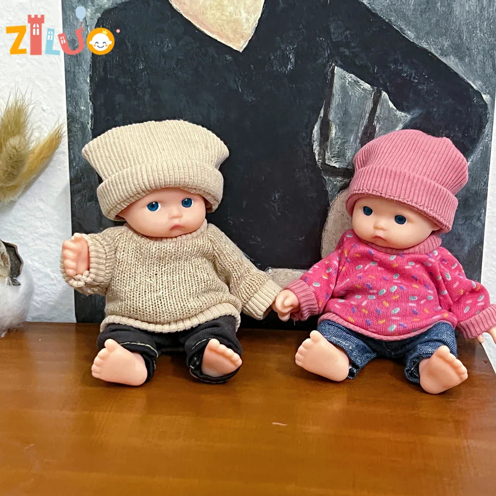 12cm Reborn Dolls Mini Palm Dolls Simulation Baby Dress Up Doll Reborn Doll Girls Boys Boneca Toys for Kids Munecas Reborn 1/12